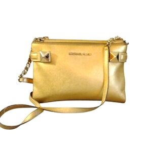 Michael Kors Karla Gold Crossbody Bag Metallic Shoulder Bag Purse
